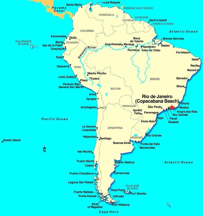 Rio de Janeiro, نقشه جنوب امریکا