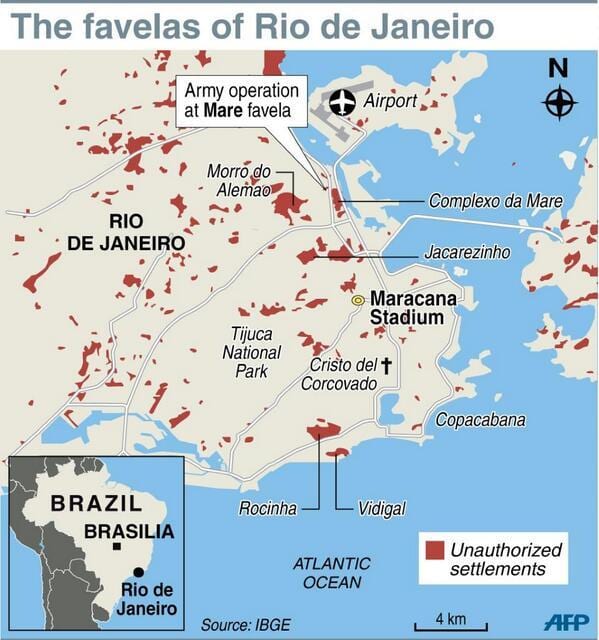 نقشه از Rio de Janeiro favelas